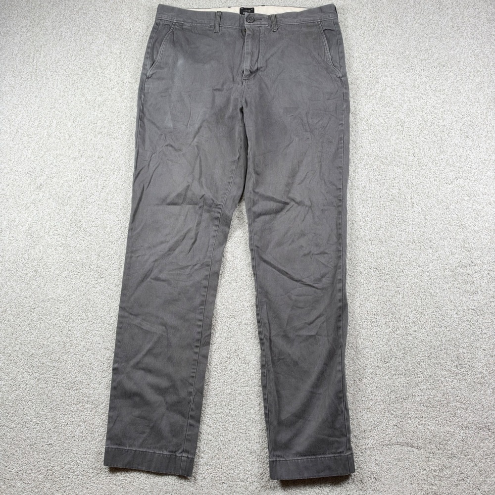 J.Crew 770 Straight Pants Mens 32x32 Gray Stretch Cotton Chino Casual Trouser